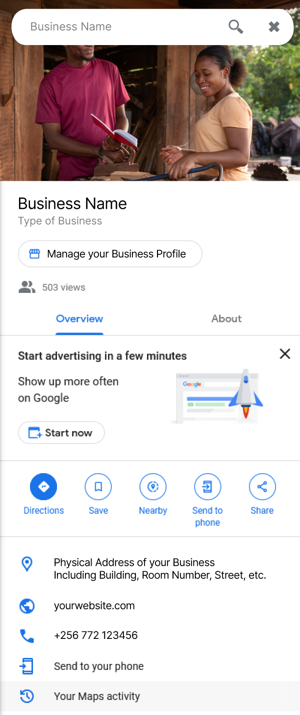 A demo Google My Business profile